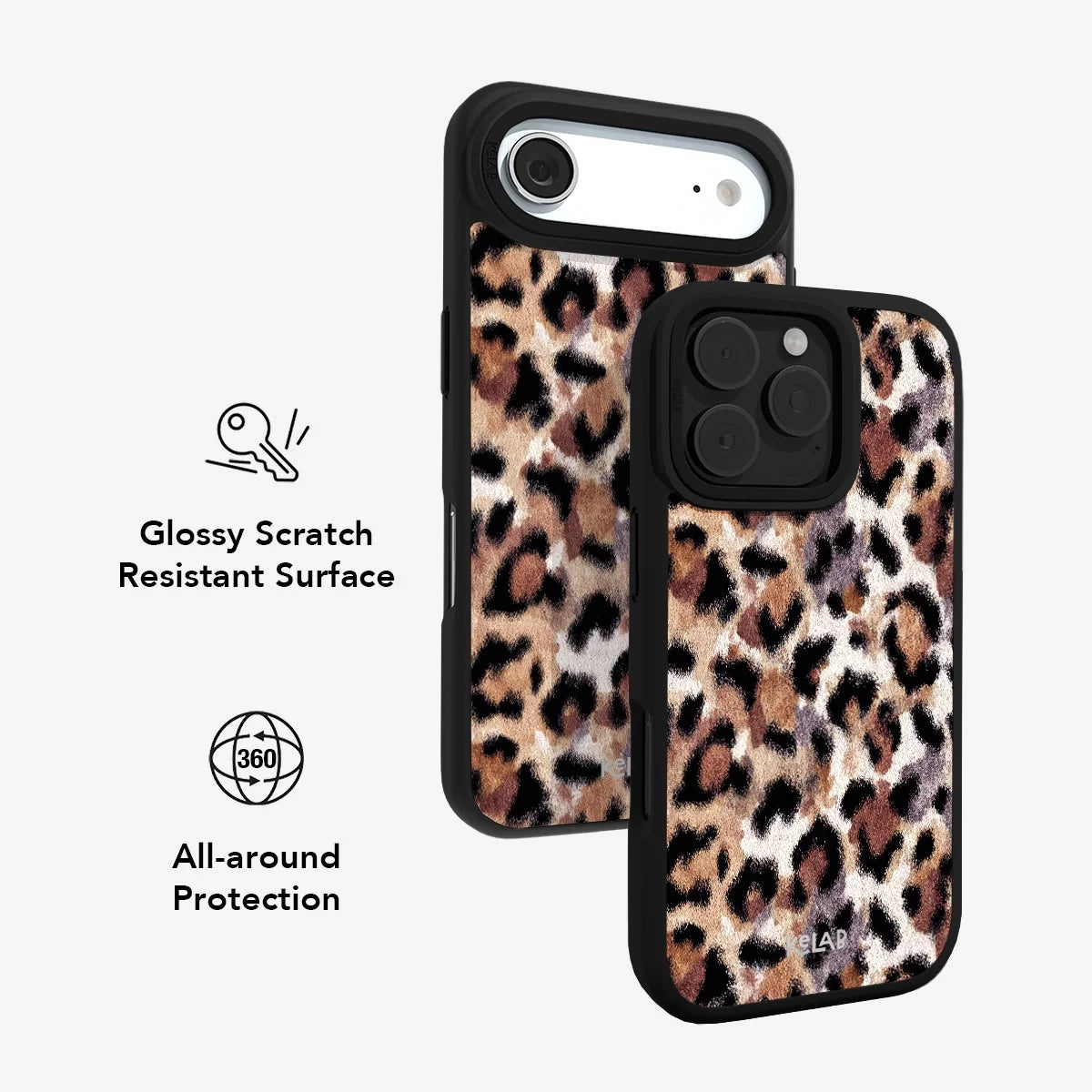 Sahara Plush cheetah-print iPhone cases with black protective rims