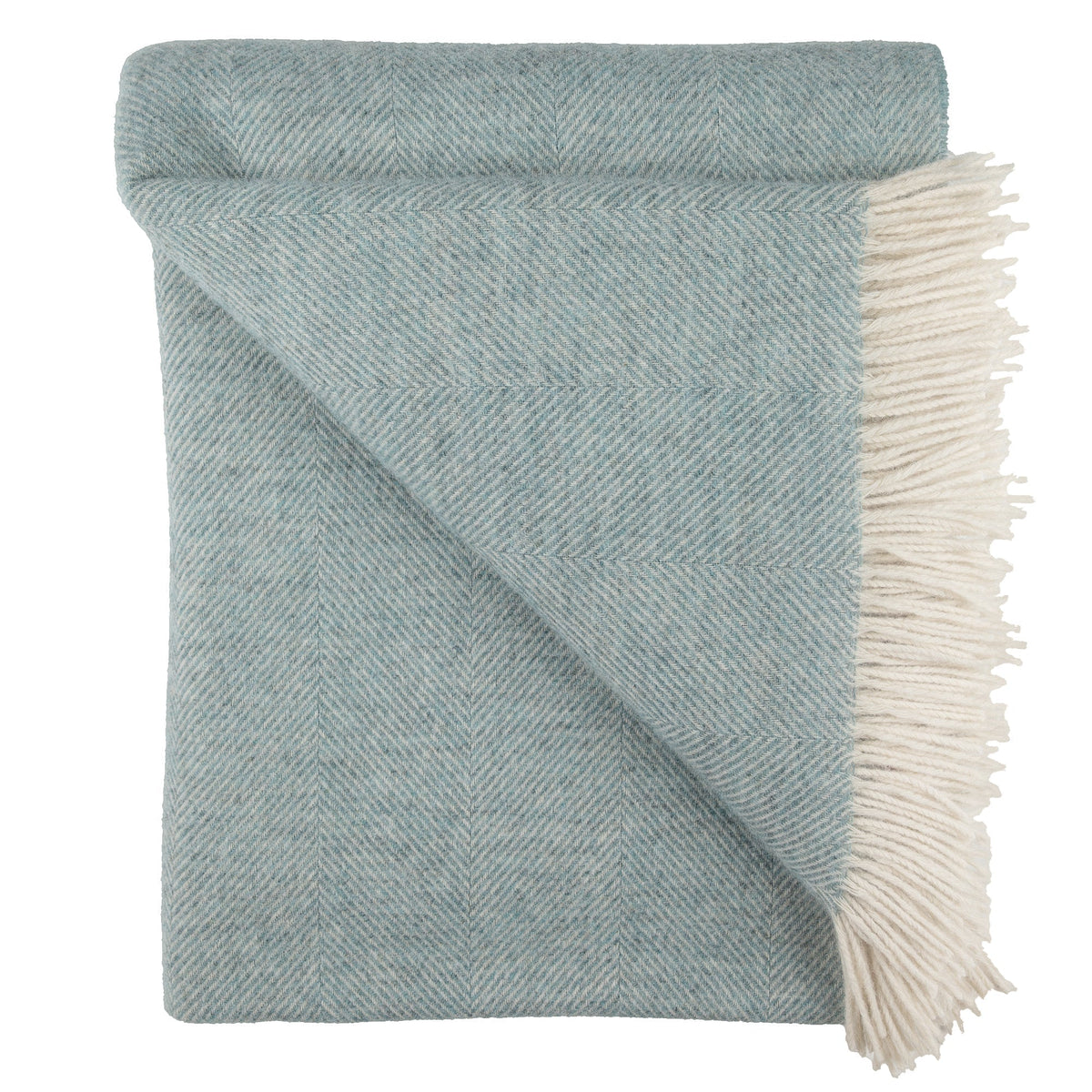 Southampton Home Shetland Lambswool Herringbone Throw – Robin's Egg | Woven in England