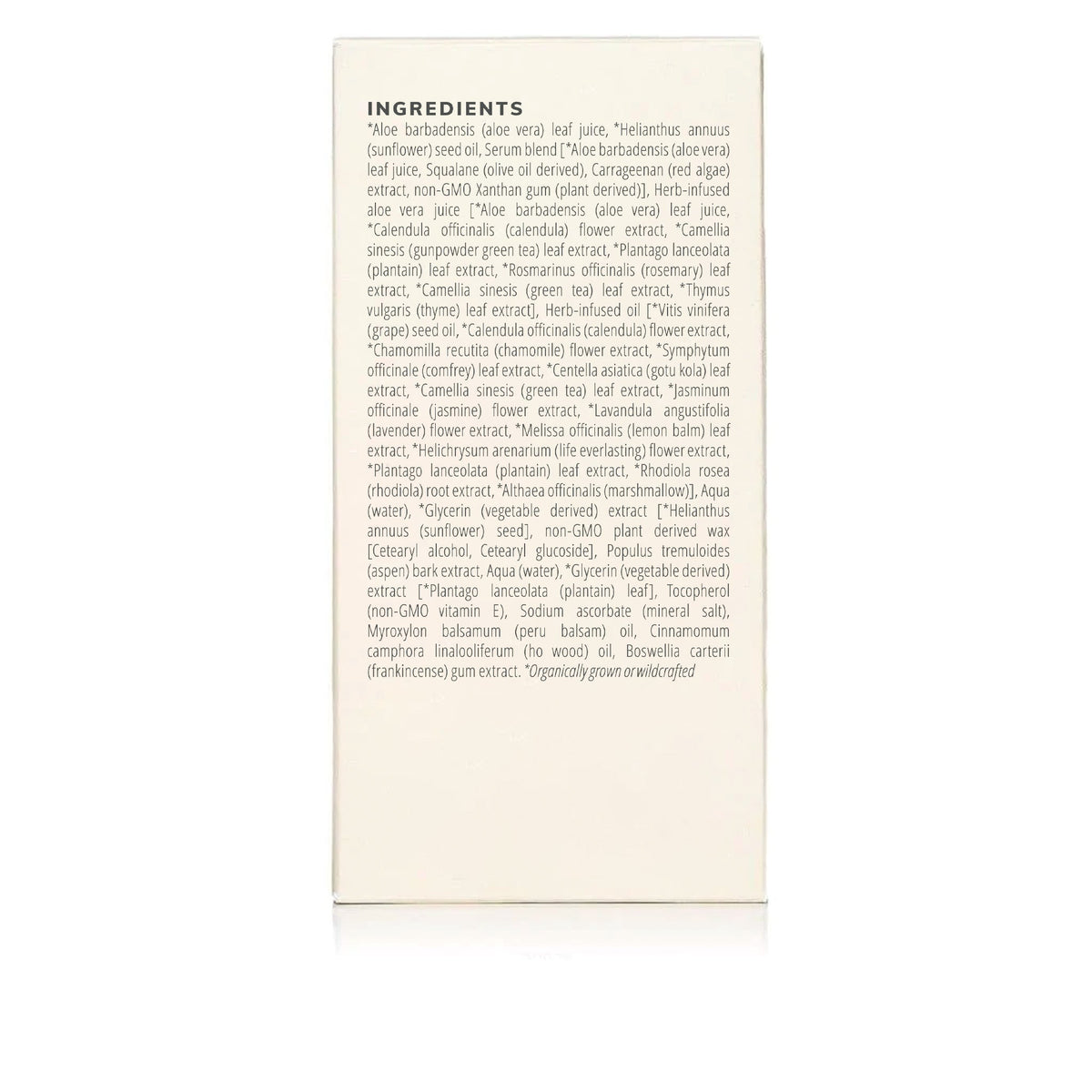 Radiant Skin Silk body lotion box back panel with ingredients, 200 ml