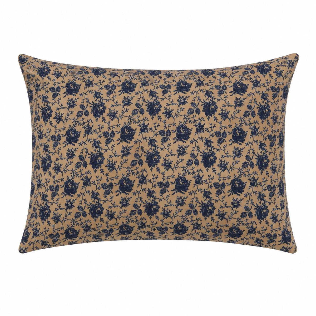Brown pillowcase cover with dark blue floral print