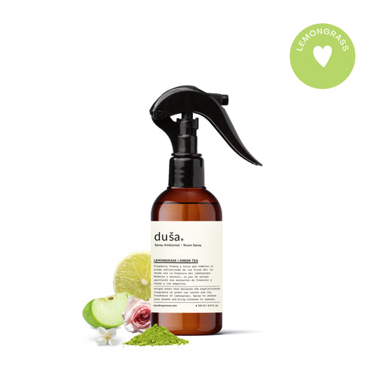 Amber room and linen spray bottle with black trigger sprayer