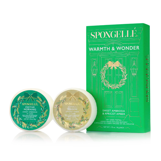 Warmth & Wonder holiday gift set with two round body cleanser tins