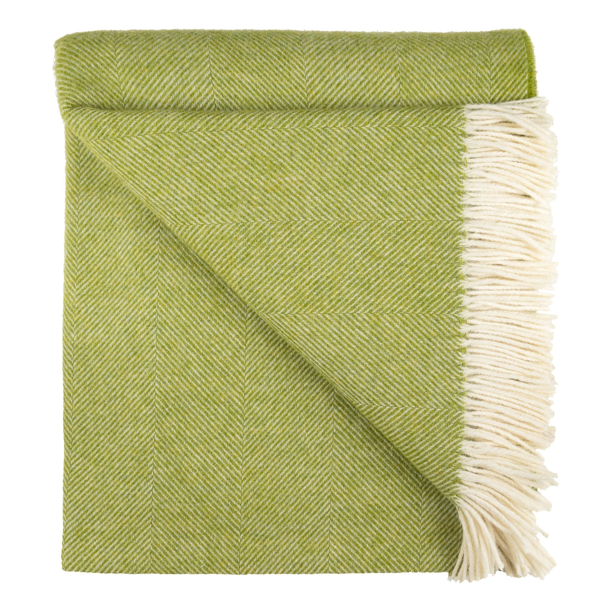 Southampton Home Shetland Lambswool Herringbone Throw – Lime