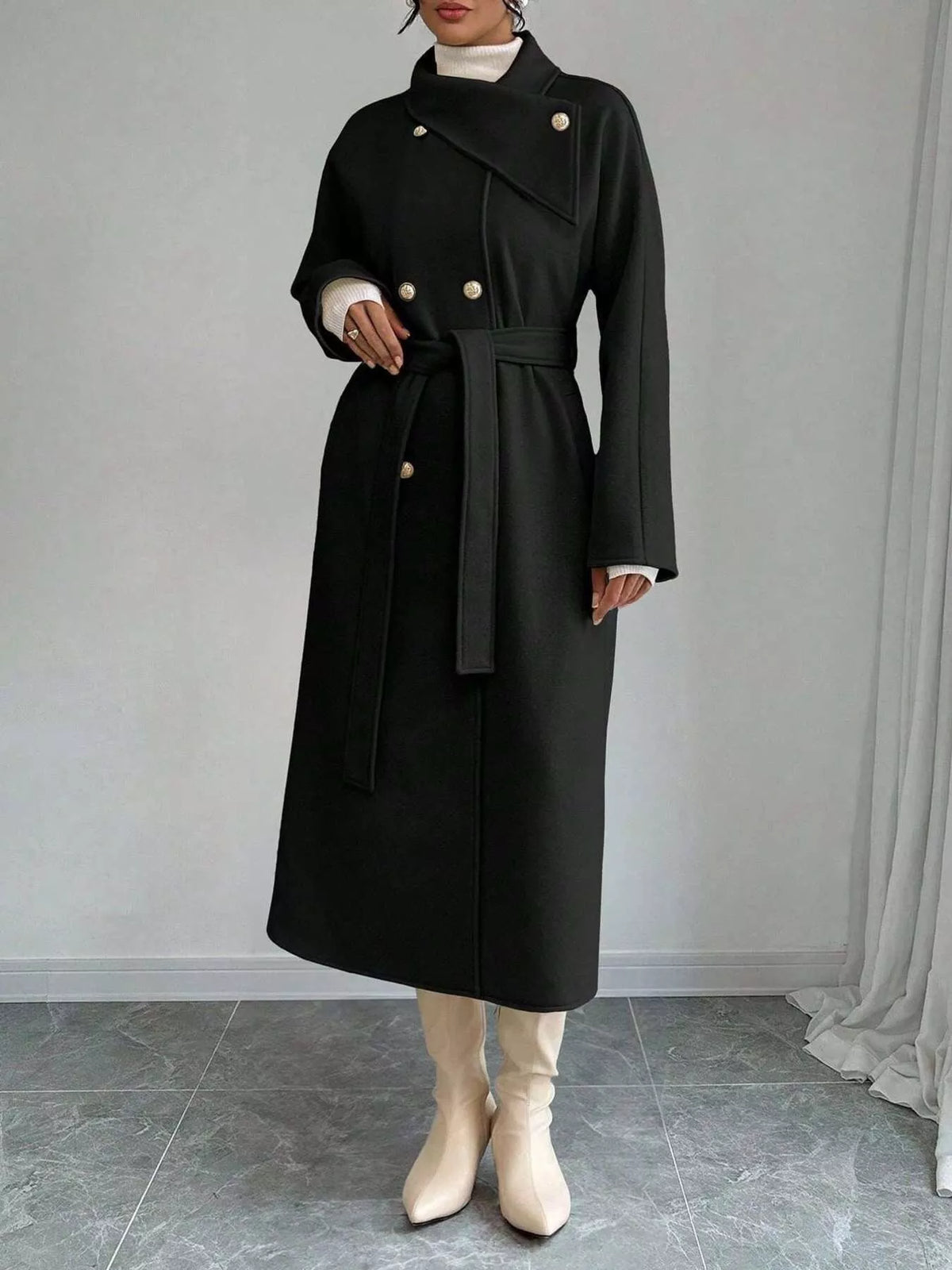 Classic Double-Breasted Longline Coat