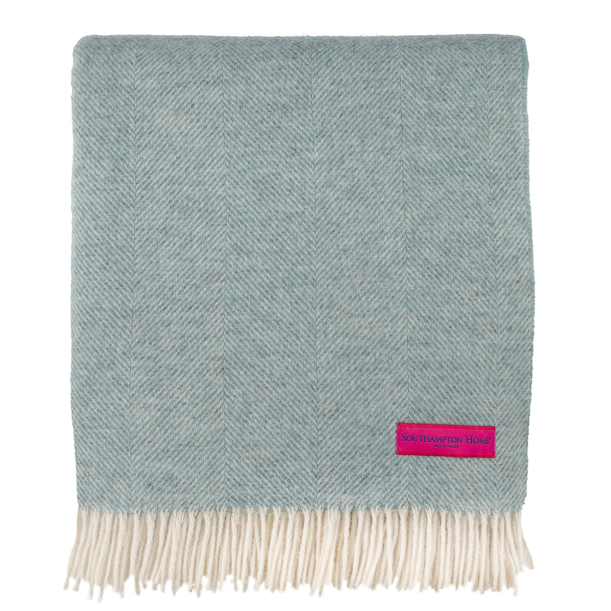 Southampton Home Shetland Lambswool Herringbone Throw – Robin's Egg | Woven in England