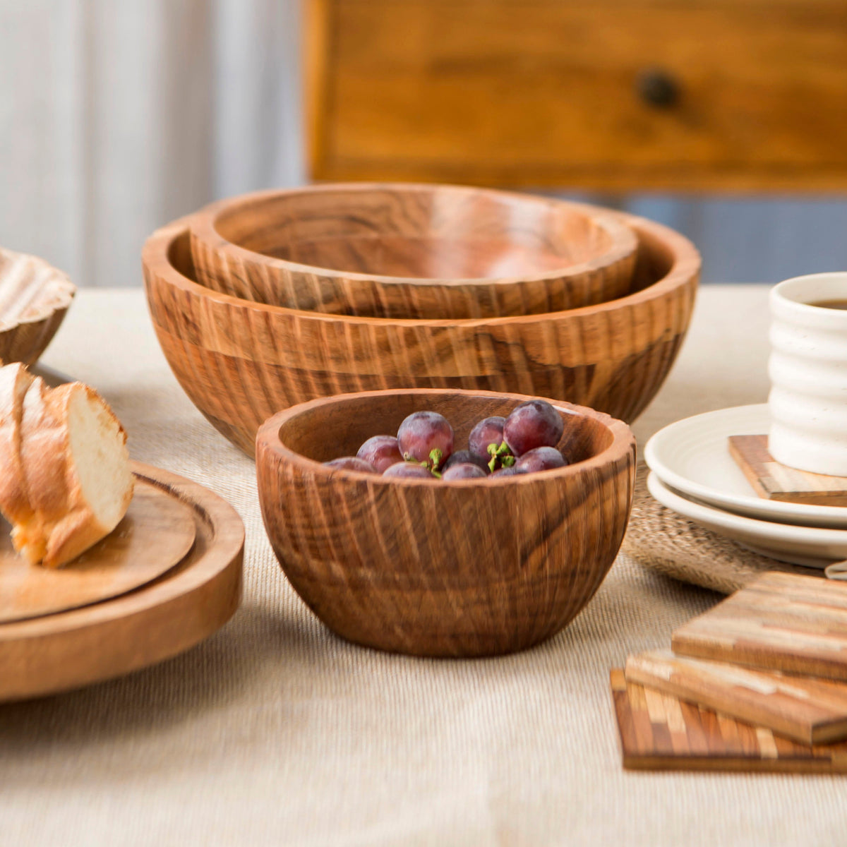 Stria Acacia Wood Bowls