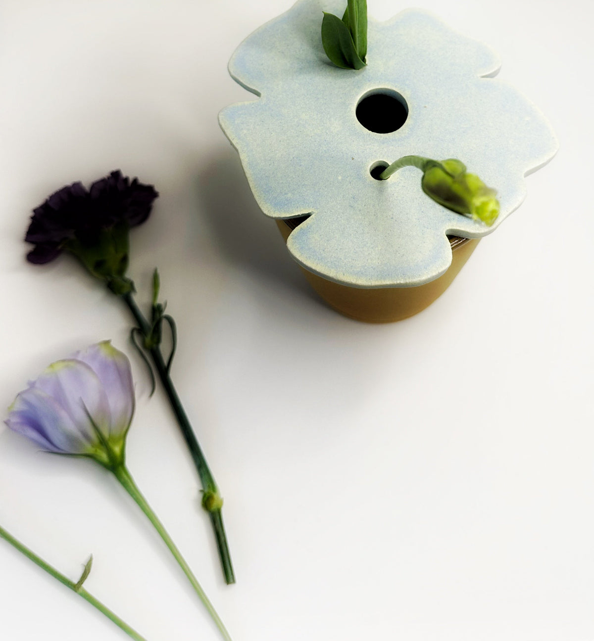 Single light blue frog-shaped decor cup with round and small cutouts