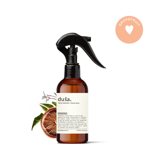 Grapefruit room & linen spray bottle with black trigger sprayer