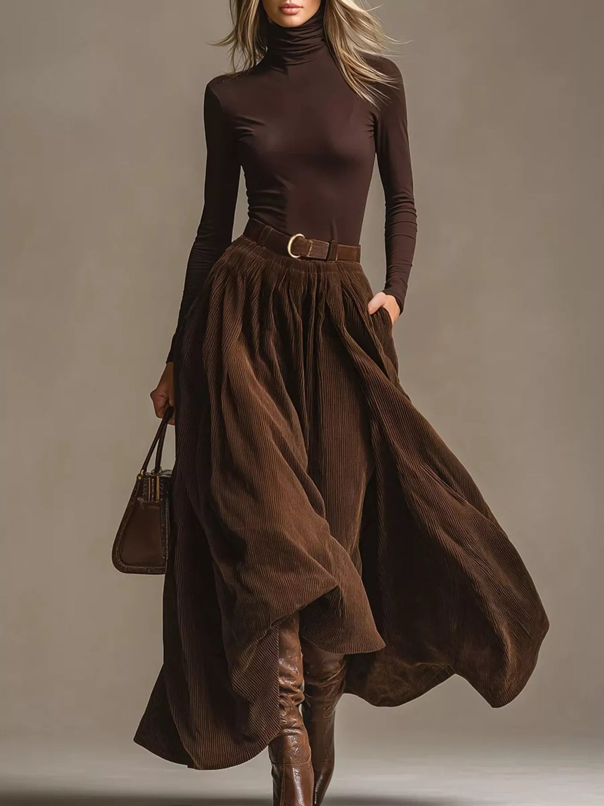 Turtleneck & Maxi Skirt Set