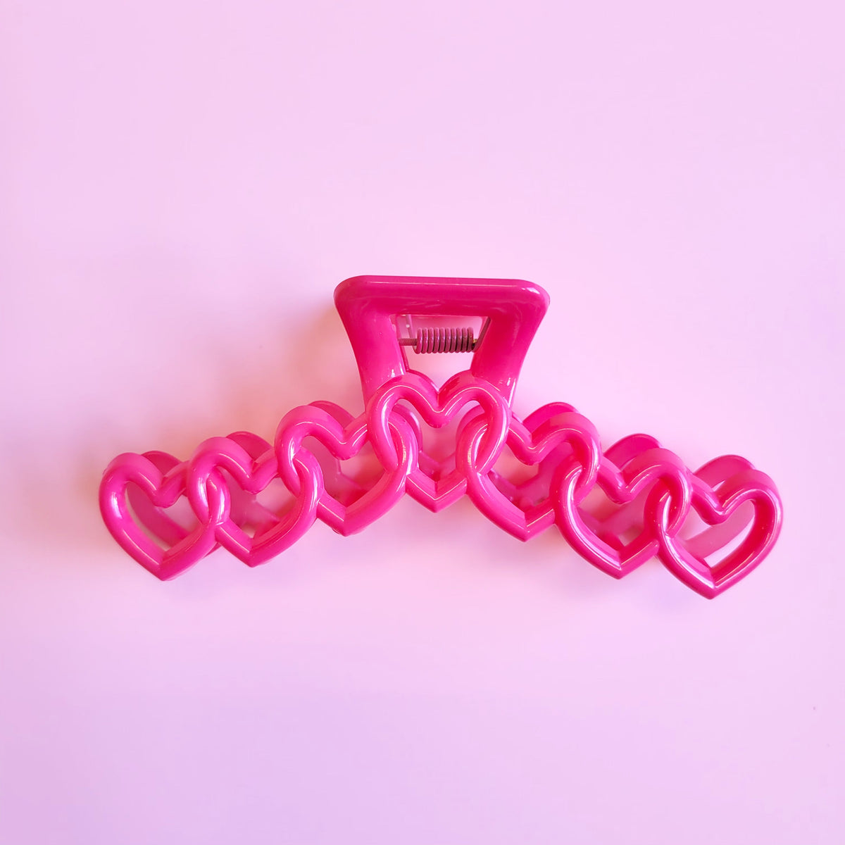 Hot pink heart chain hair claw with top heart centerpiece