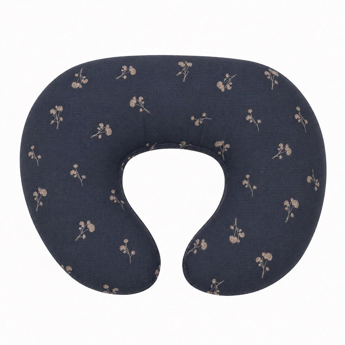 Dandelion nursing pillow cover in a dark floral print, without ruffles