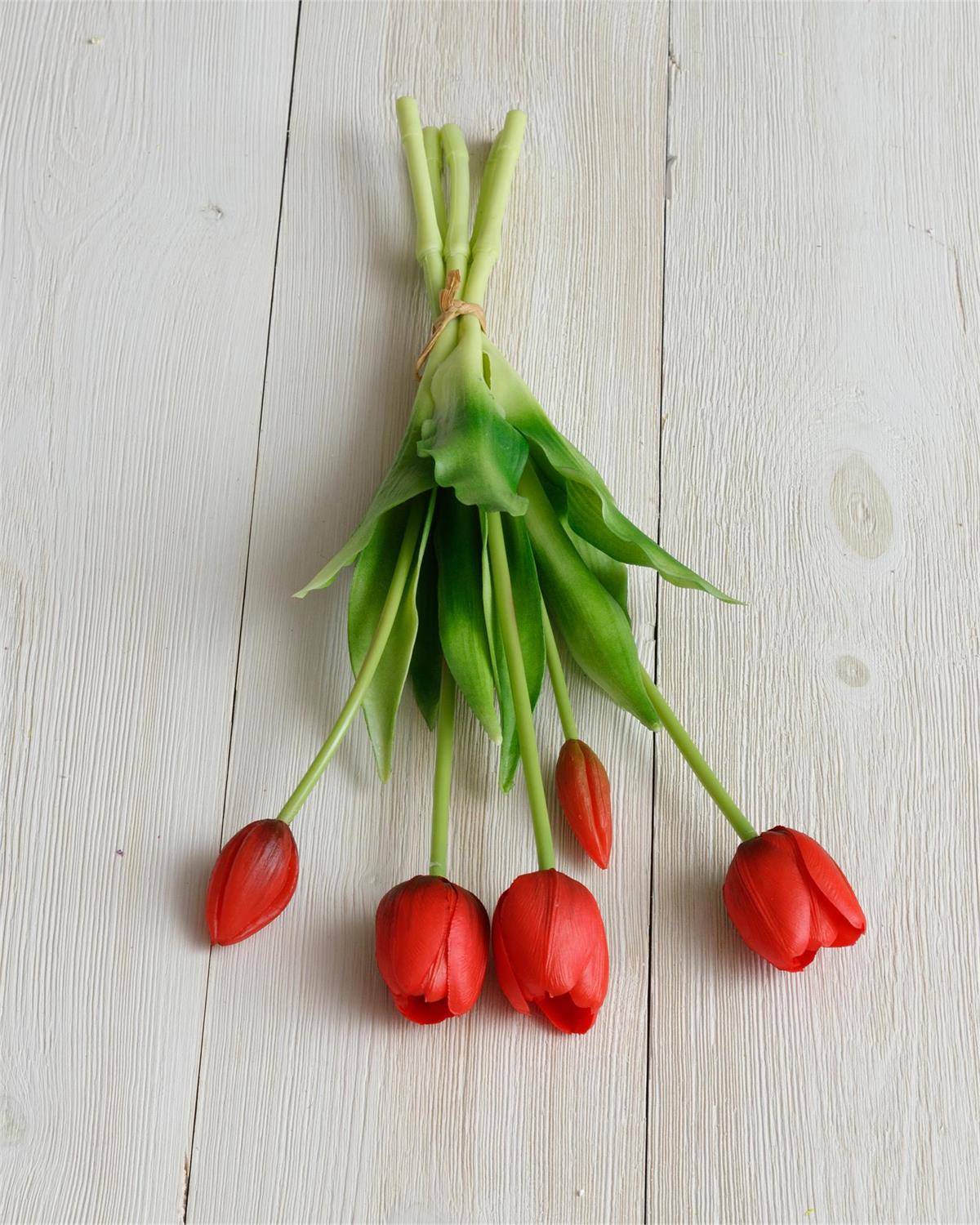 Real Touch tulip bundle bouquet with red tulips