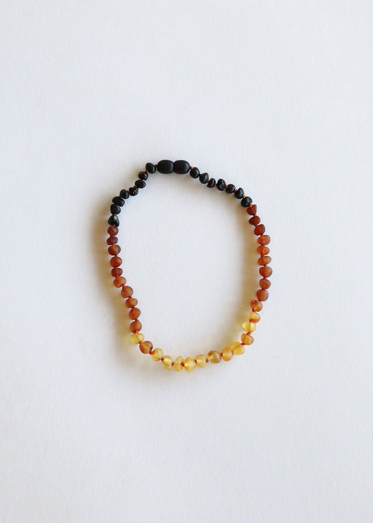 Ombre Baltic amber bead necklace, dark to honey gradient round beads