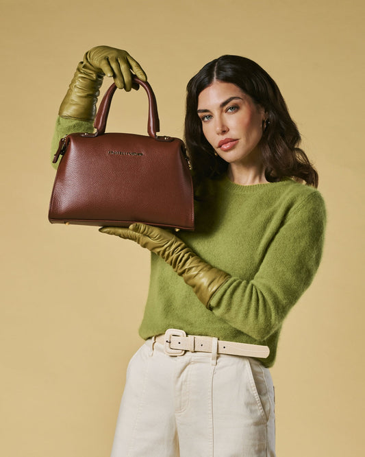Zita (brown) - Italian calf leather women's handbag (with shoulder strap)