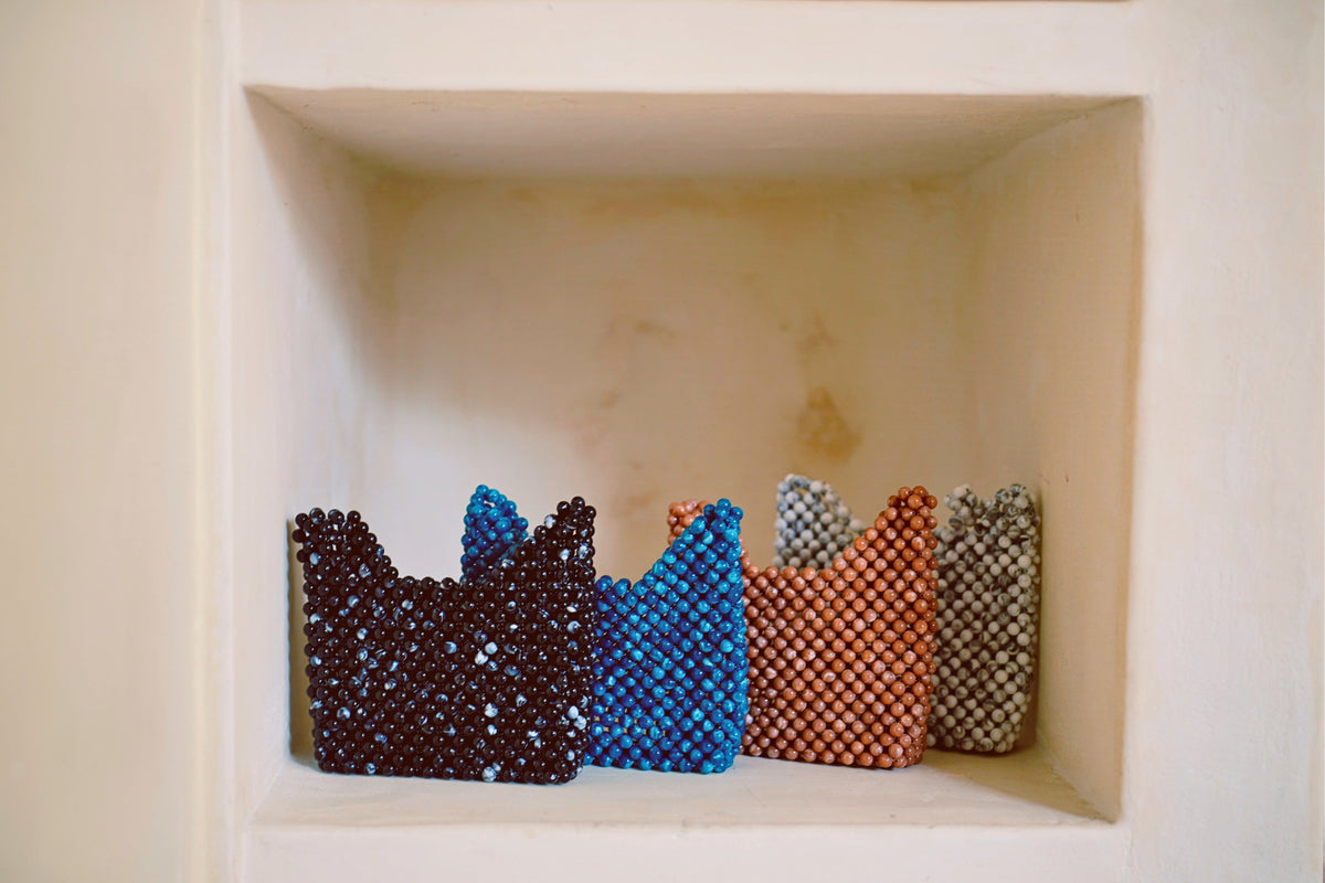 Aurora Beaded Clutch in Marble Mauve