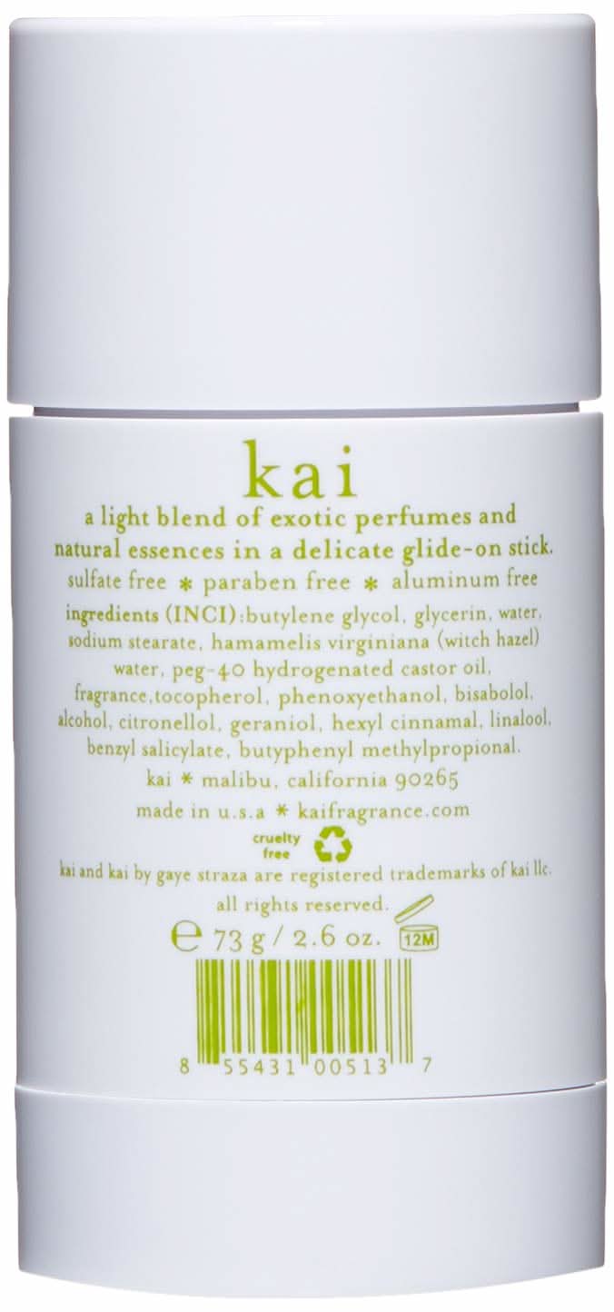 Deodorant stick with back label text and weight info on white tube