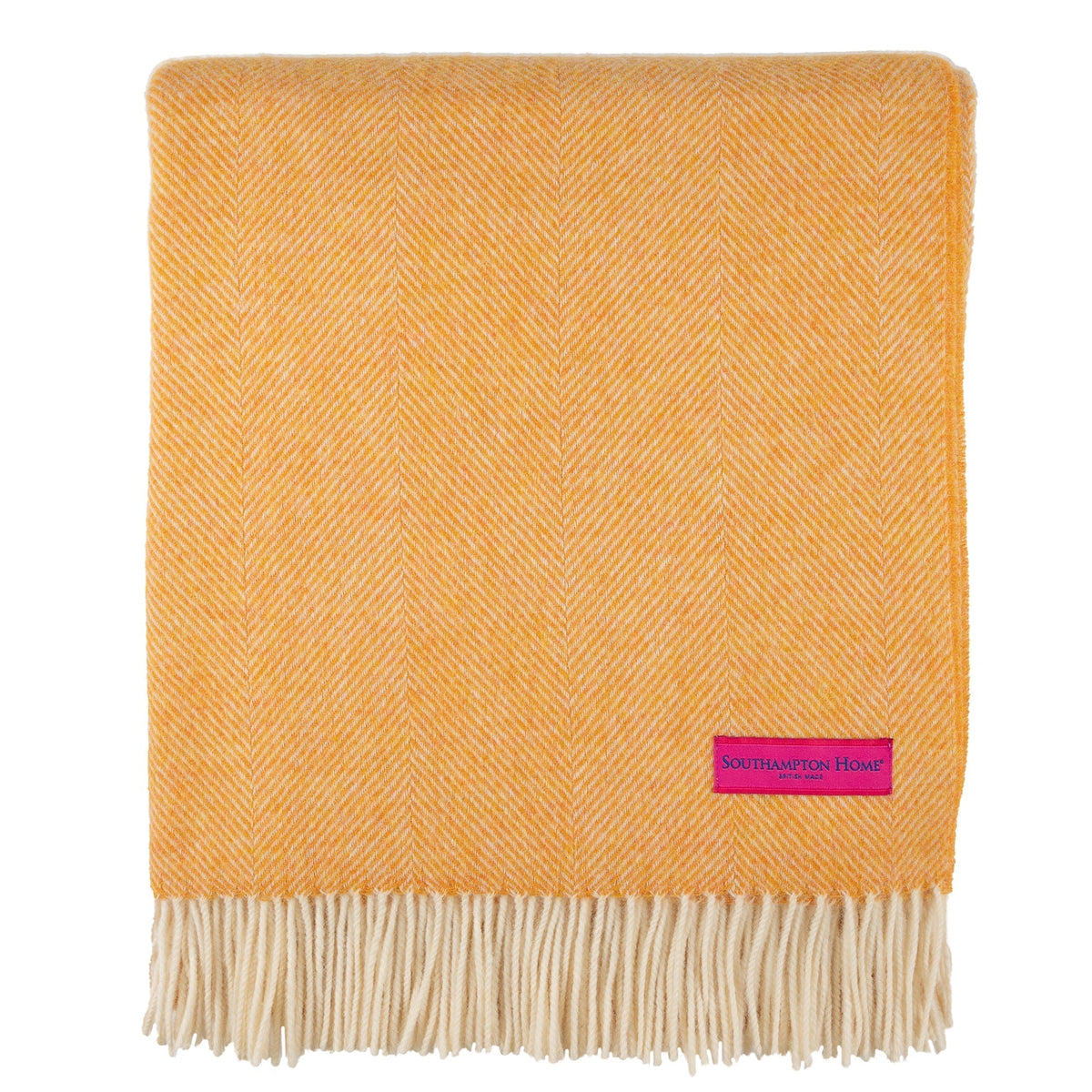 Southampton Home Shetland Lambswool Herringbone Throw – Tangerine