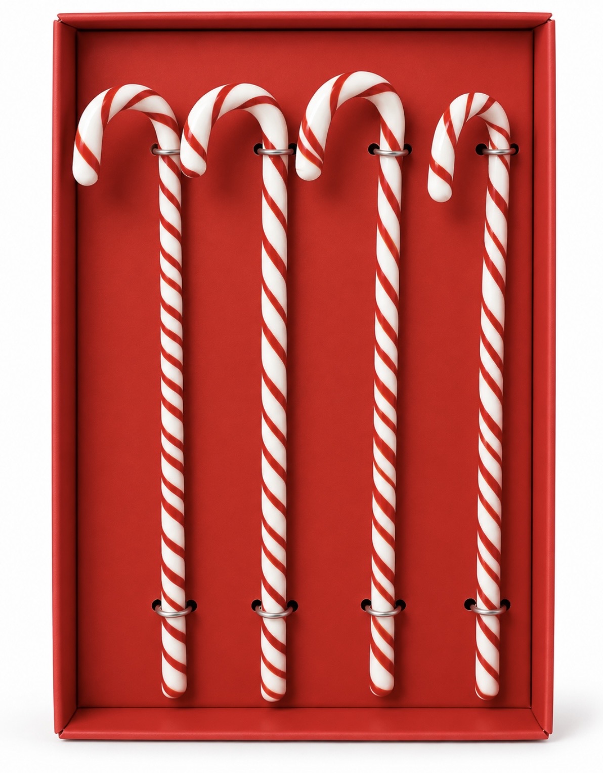 Set of four 7-inch red and white candy cane stir sticks