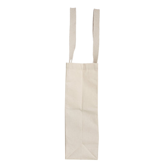 Natural canvas tote bag with two long handles, plain front and back