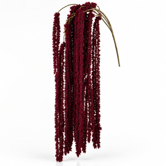 Amaranthus spray artificial plant with long burgundy cascading stems