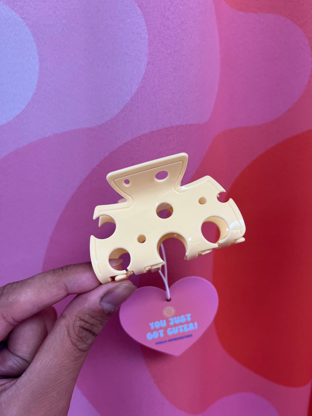 White Swiss cheese food hair claw with round holes