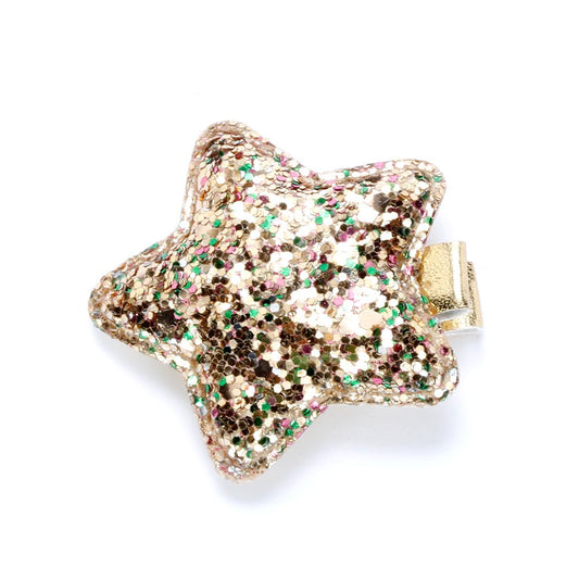 Kids Glitter Sparkle Star Hair Clip - Festive Dress-Up Clips for Girls 3+