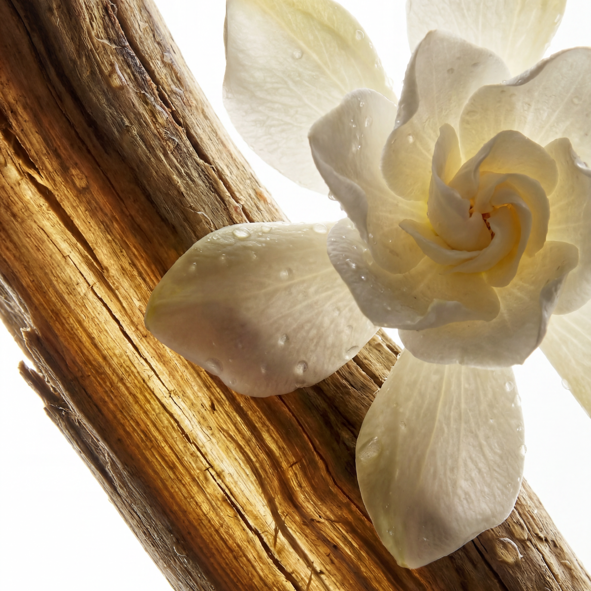 Driftwood & Gardenia eau de parfum notes: driftwood and gardenia flowers