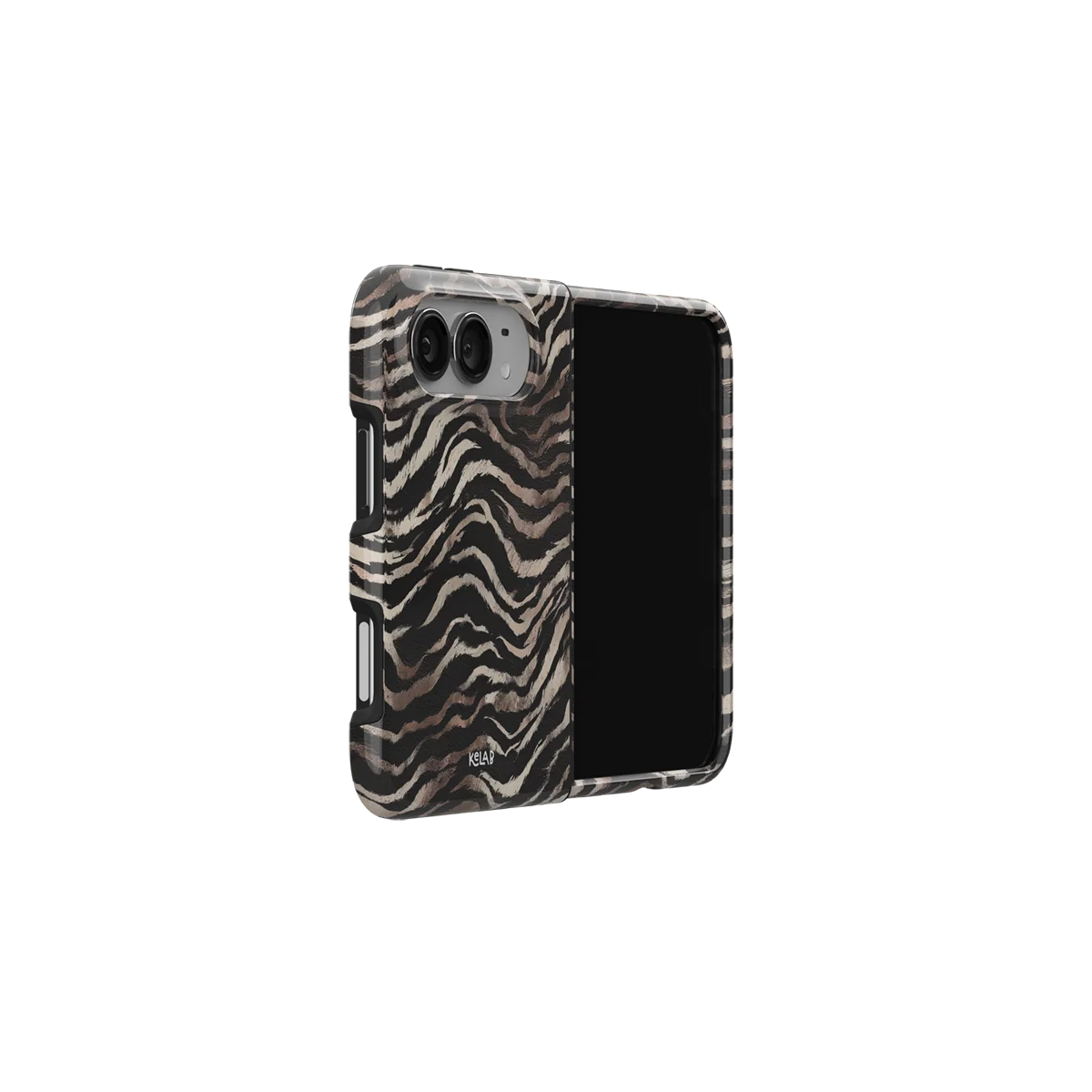 Zebra stripe phone case fitted on a folded phone