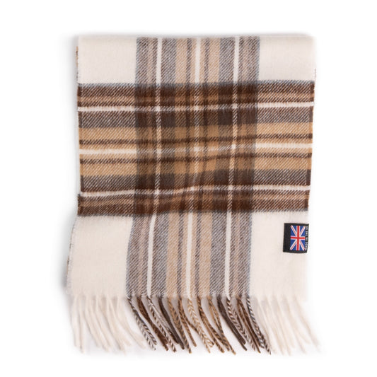 Prince of Scots Merino Lambswool Tartan Scarf (Natural Dress Stewart)