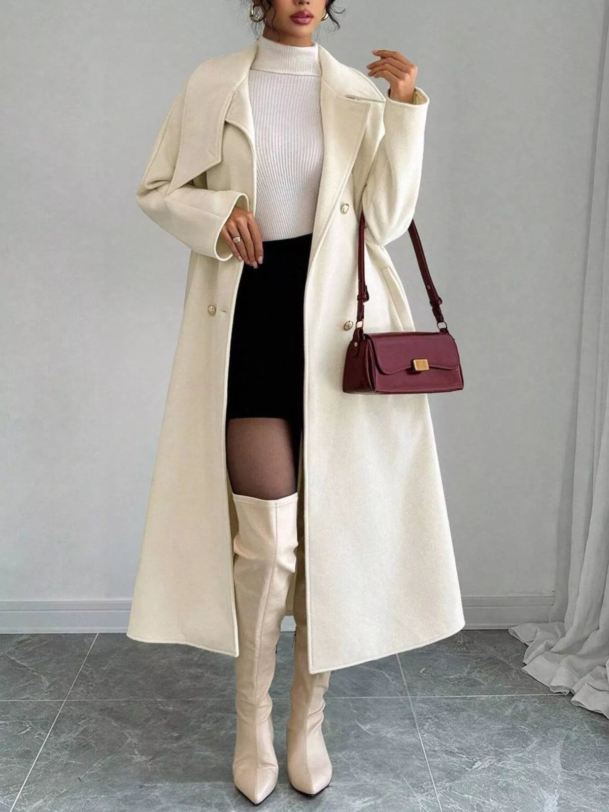 Classic Double-Breasted Longline Coat