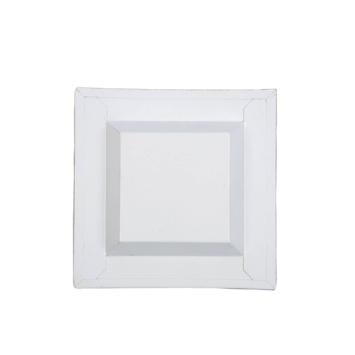 Square white enamel tray base with raised border, blank center