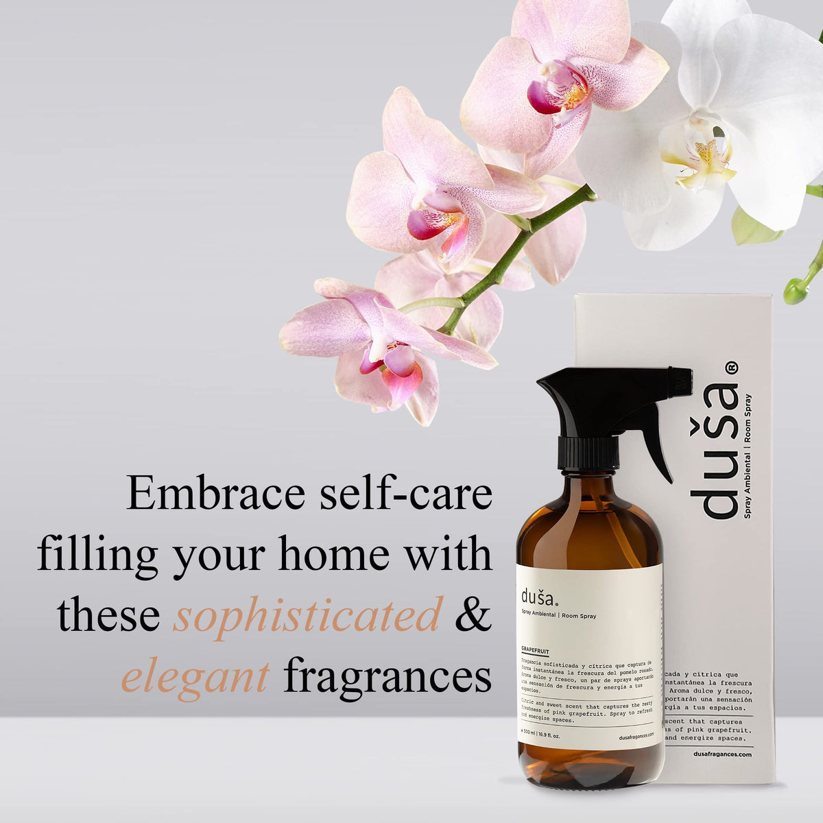Grapefruit room and linen spray in amber bottle with spray nozzle and matching box