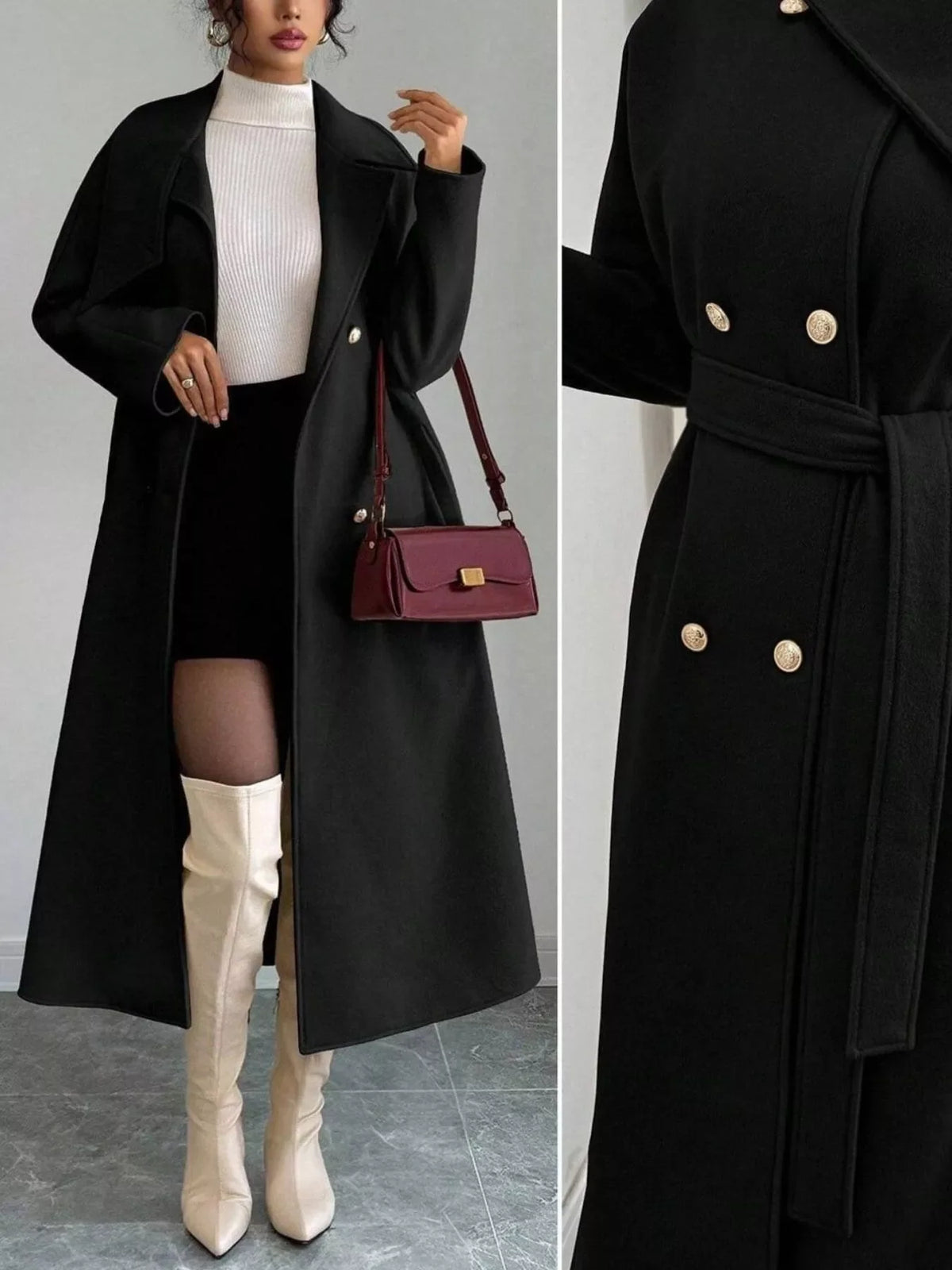Classic Double-Breasted Longline Coat