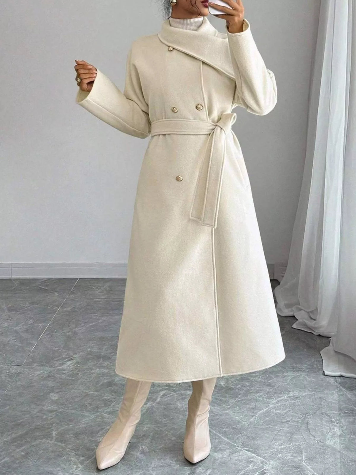 Classic Double-Breasted Longline Coat
