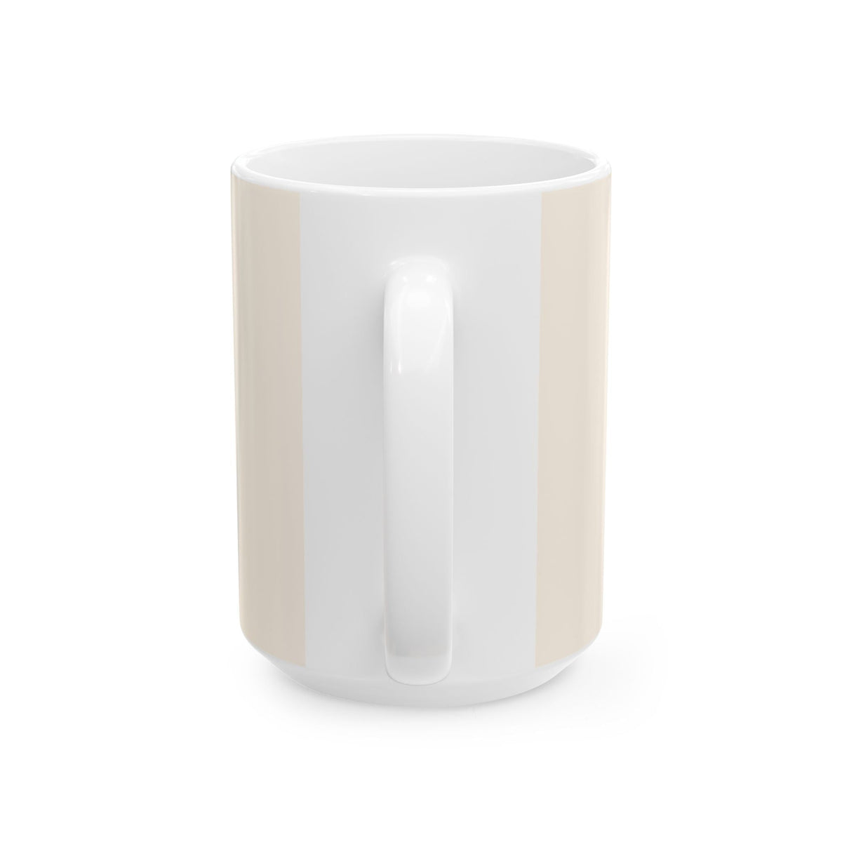 Ceramic mug with blank front and side handle, glossy white ceramic