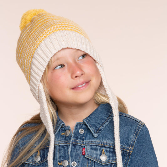 Warm Earflap Knit Beanie 2Pc Set for Toddlers/Little Kids 2-6 Years