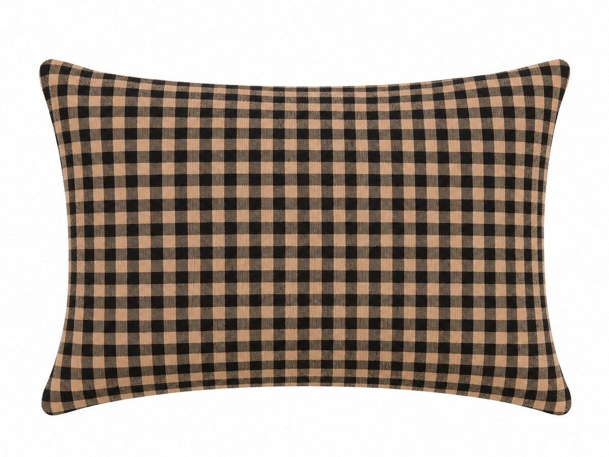 Brown and black gingham pillowcase cover