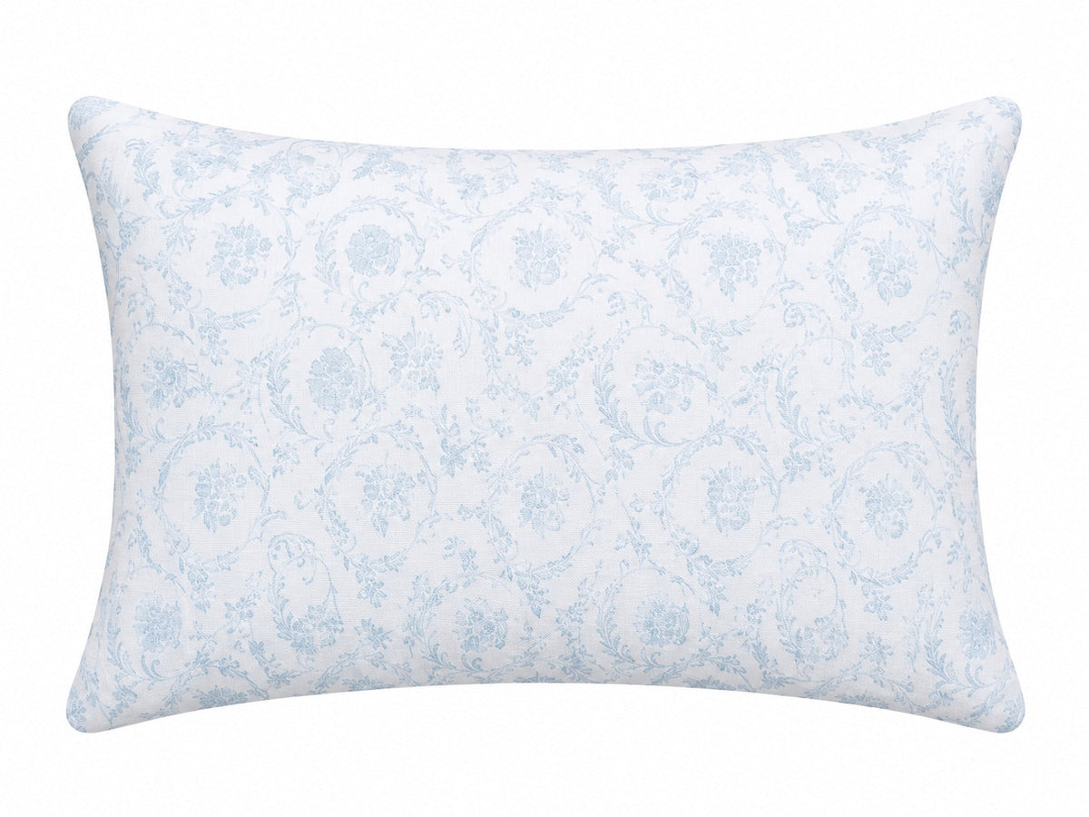 Pillowcase cover with pale blue toile print