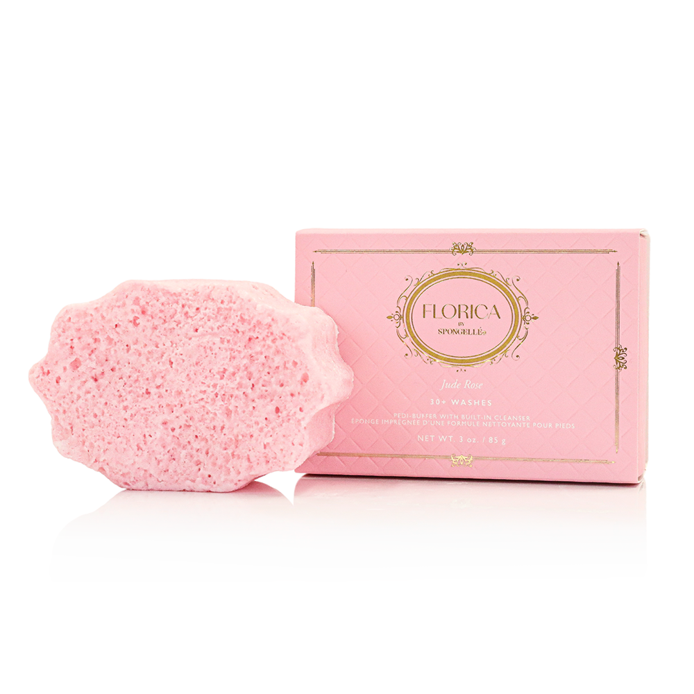 Pink heart sponge and Jude Rose product box, Florica spa