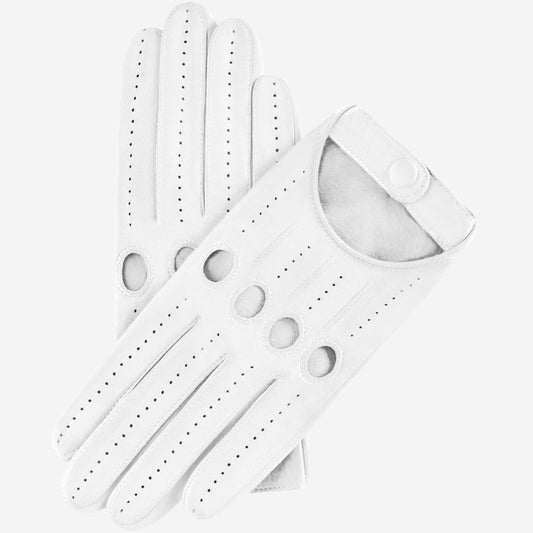 Alessa (white) - Classic Italian lambskin leather driving gloves