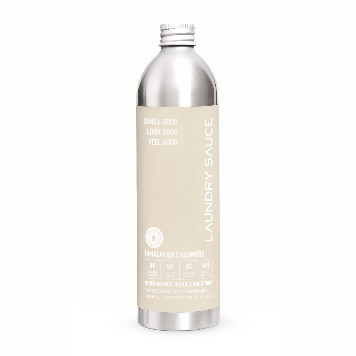 Performance laundry fabric softener bottle, beige label for Himalayan Cashmere scent