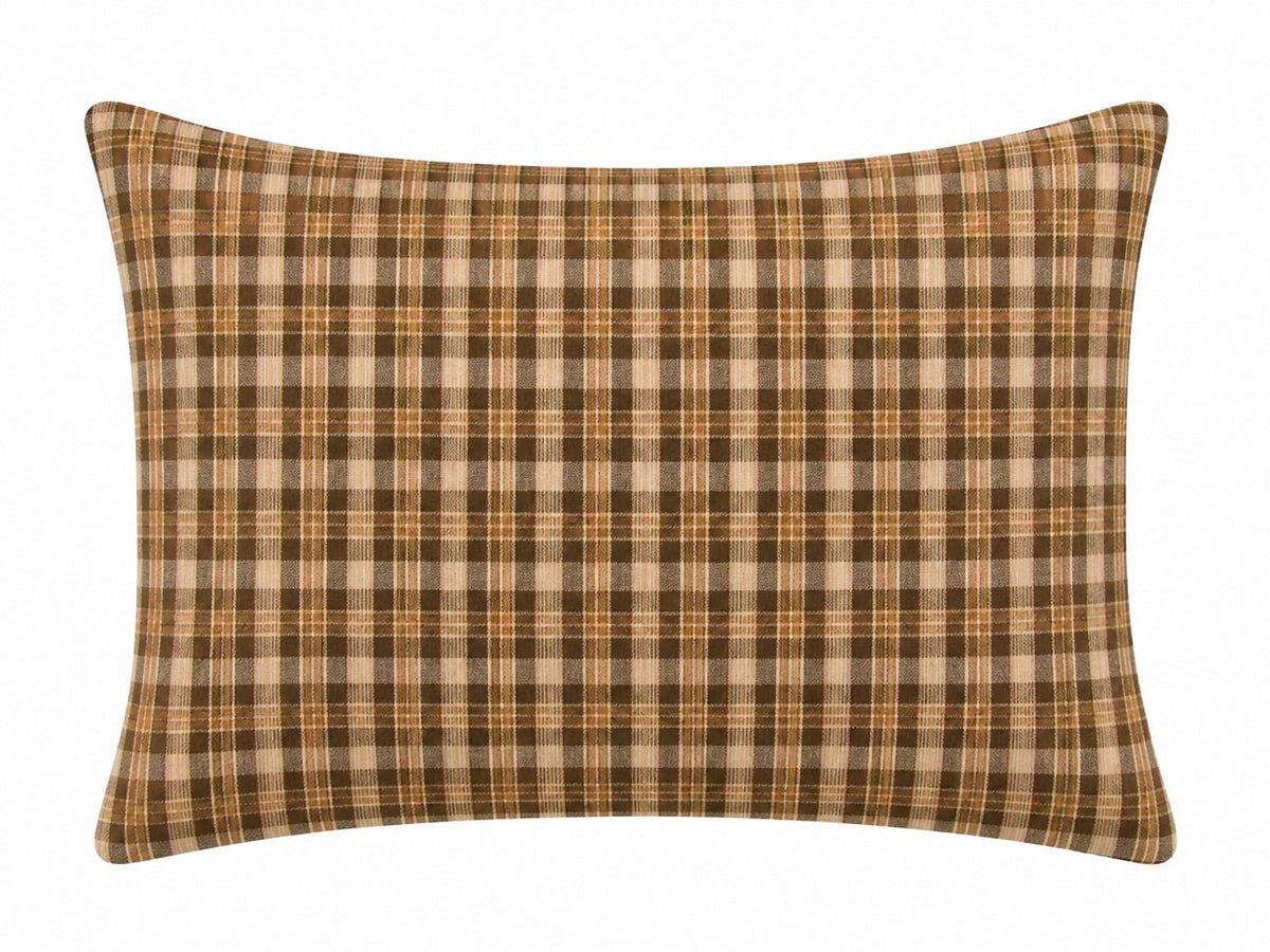 Pillowcase cover in brown plaid gingham