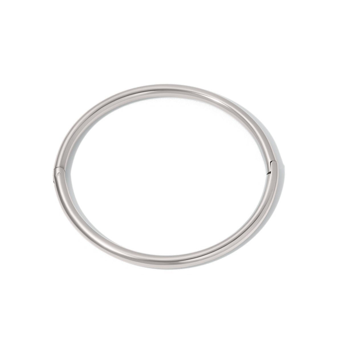 Silver bangle bracelet, smooth round cuff with minimal end details
