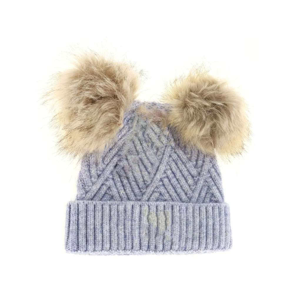 BABY Large Patch Heathered Double Pom C.C Beanie