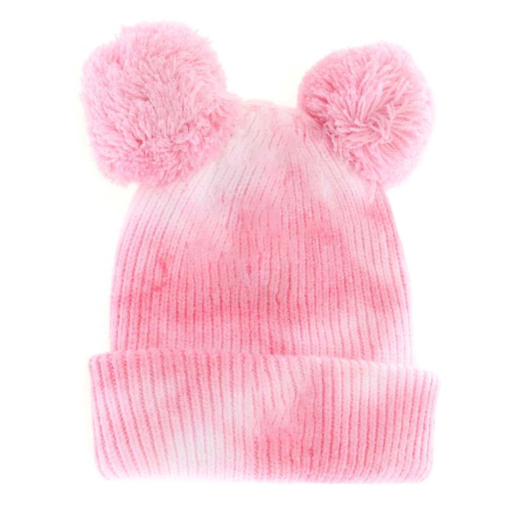 BABY Tie Dye Double Fur Pom C.C Beanie