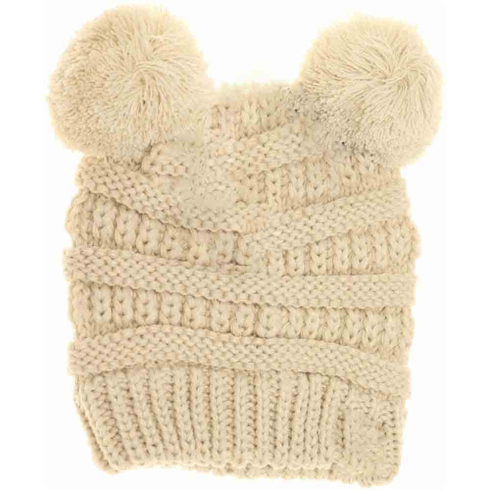BABY Solid Double Pom C.C Beanie