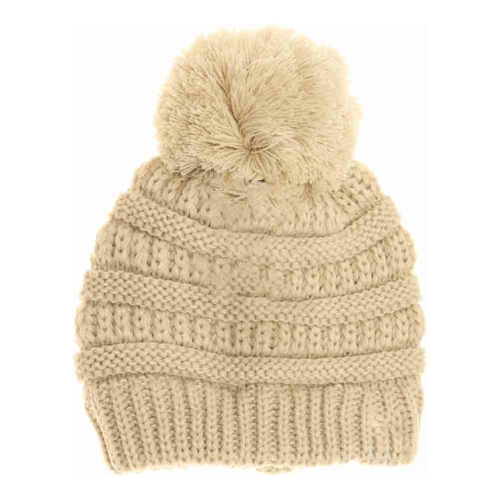 Kids Solid Pom C.C Beanies