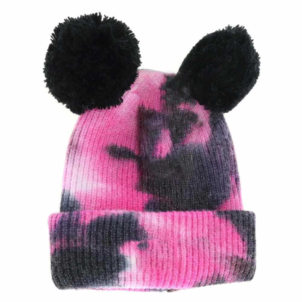 BABY Tie Dye Double Fur Pom C.C Beanie