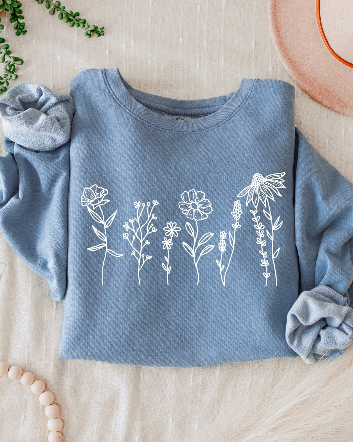 Wildflowers Botanical Comfort Colors Sweatshirt, Nature Gift for Women