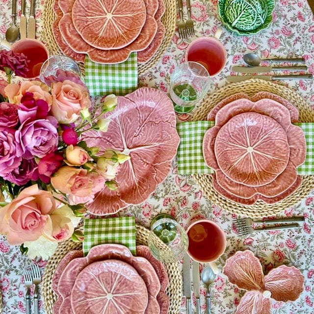 Bordallo Pinheiro Pink Cabbage Oval Platter 17" - Large